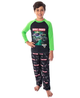 Monster Jam Boys' Grave Digger Truck Kids Shirt And Pants Pajama Set
