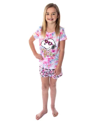 Peanuts Girls' Snoopy So Fab Tie Dye Pajamas T-Shirt And Shorts Kids Pajama Set
