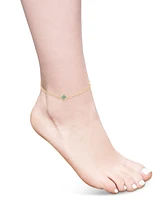 Lab-Grown Emerald Clover Ankle Bracelet (1/5 ct. t.w.) in 14k Gold-Plated Sterling Silver