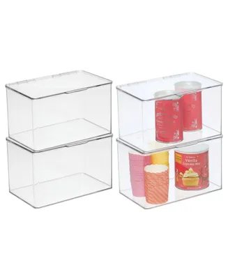 mDesign Plastic Kitchen Pantry Food Storage Bin Box, Lid, Medium - 4 Pack