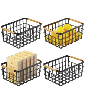 mDesign Metal Food Organizer Storage Basket - 4 Pack
