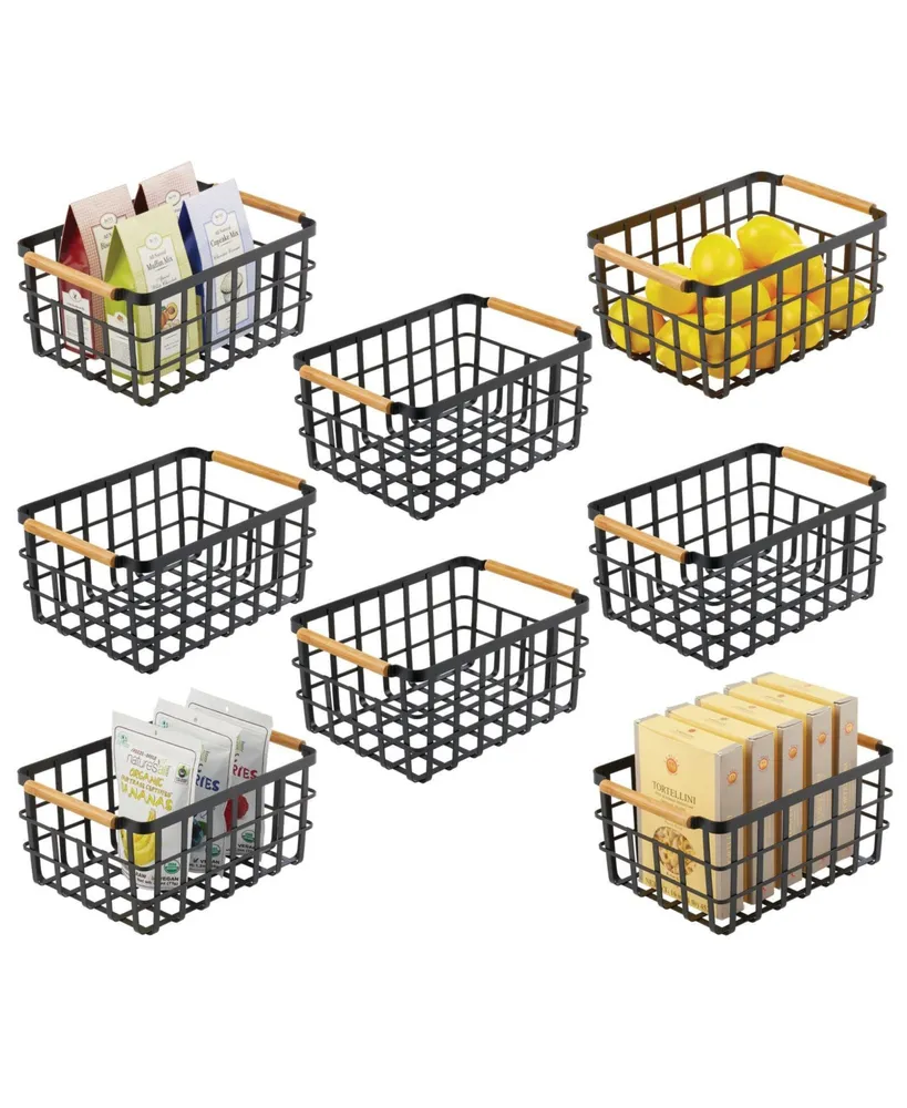 mDesign Metal Food Organizer Storage Basket - Pack