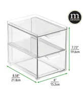 mDesign Plastic Stackable Bathroom Vanity Storage Organizer with Drawer - 8 x 6 x