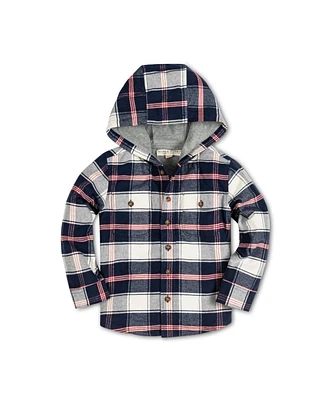 Hope & Henry Boys Long Sleeve Hooded Flannel Shirt Jacket