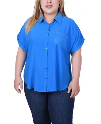 Ny Collection Plus Size Short Extended Sleeve Blouse