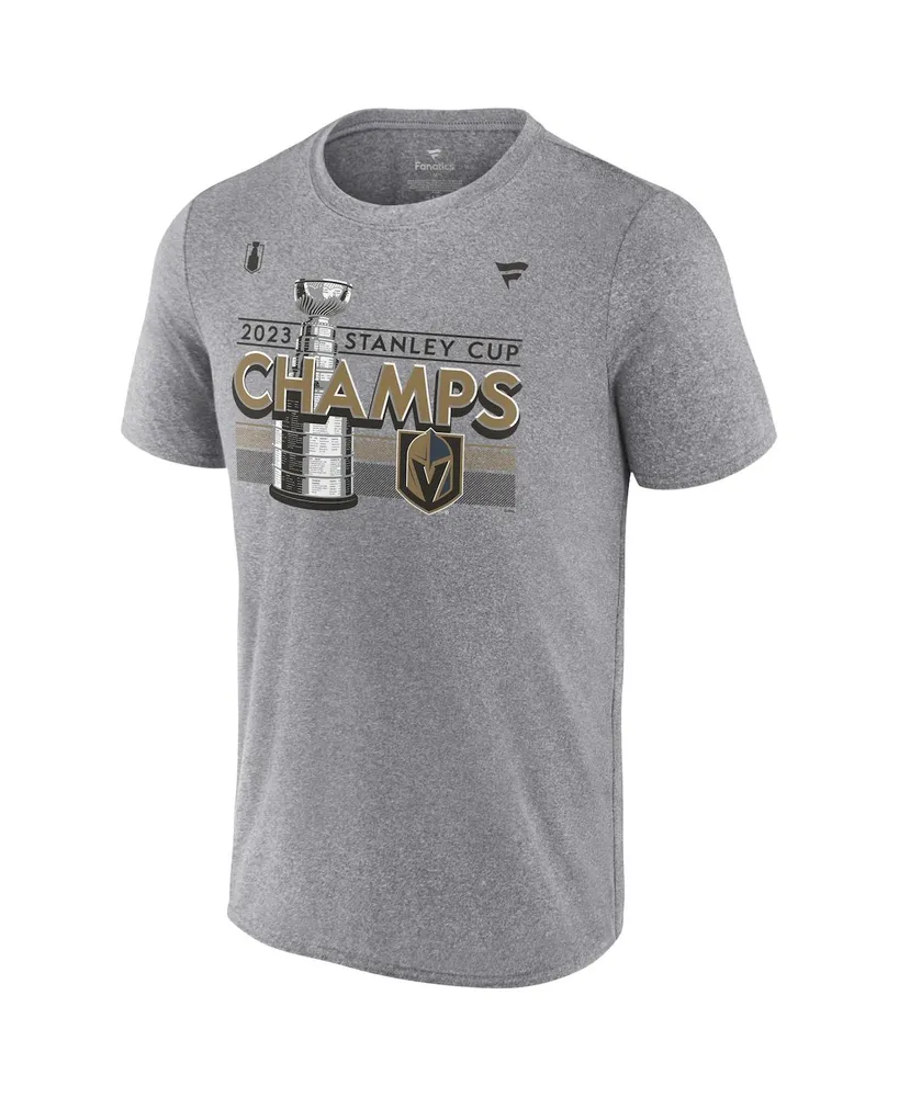 Men's Fanatics Heather Gray Vegas Golden Knights 2023 Stanley Cup Champions Locker Room Performance T-shirt