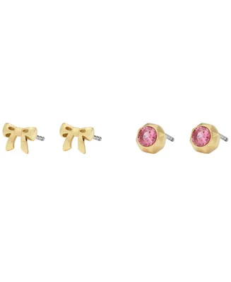 Barbie x Fossil Limited Edition Pink Crystal and Gold-tone Studs Earring Set