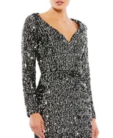 Women's Ieena Sequined V-Neck Long Sleeve Gown