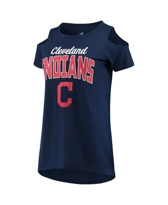 Women's G-iii 4Her by Carl Banks Navy Cleveland Guardians Clear the Bases Cold Shoulder T-shirt