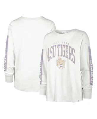 Women's '47 Brand White Lsu Tigers Statement Soa 3-Hit Long Sleeve T-shirt