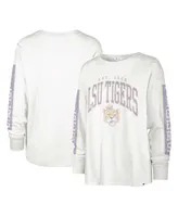 Women's '47 Brand White Lsu Tigers Statement Soa 3-Hit Long Sleeve T-shirt