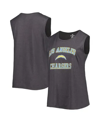 Women's Fanatics Heather Charcoal Los Angeles Chargers Plus Tank Top