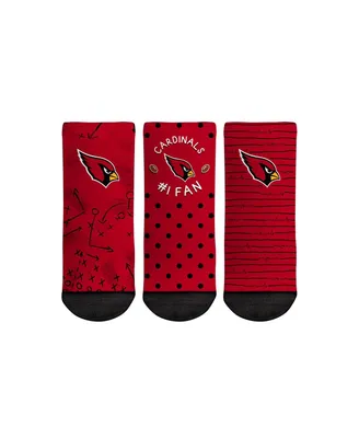 Toddler Boys and Girls Rock 'Em Socks Arizona Cardinals #1 Fan 3-Pack Crew Socks Set