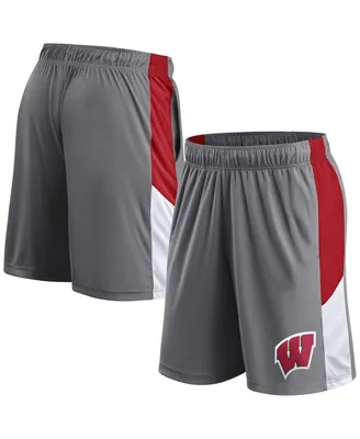 Men's Fanatics Gray Wisconsin Badgers Logo Shorts