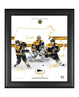Boston Bruins Framed 15" x 17" Franchise Foundations Collage with a Piece of Game Used Puck - Limited Edition of 617
