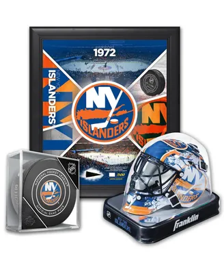 New York Islanders Ultimate Fan Collectibles Bundle - Includes Team Impact 15" x 17" Frame Mini Goalie Mask and Official Game Puck