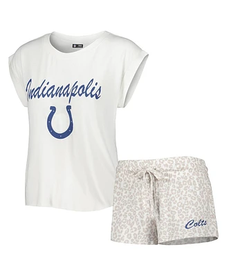 Women's Concepts Sport White, Cream Indianapolis Colts Montana Knit T-shirt and Shorts Sleep Set