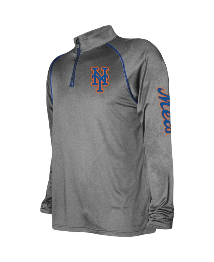 Men's Stitches Heather Gray New York Mets Wordmark Raglan Quarter-Zip Sweatshirt