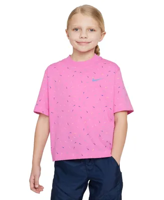 Nike Sportswear Girls Cotton Swoosh-Print T-shirt