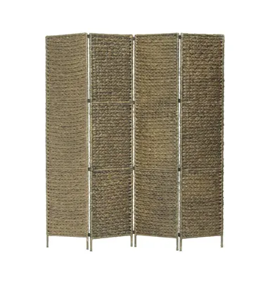 4-Panel Room Divider Brown 60.6"x63" Water Hyacinth