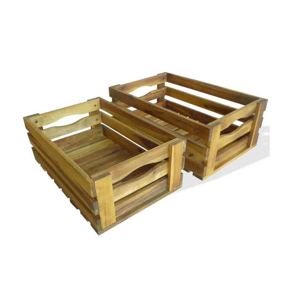 vidaXL Apple Crate Set 2 Pieces Solid Acacia Wood