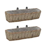 vidaXL Balcony Planter 2 pcs Wicker with Pe Lining 23.6"