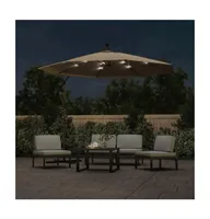 vidaXL Cantilever Umbrella with Led Lights and Steel Pole 118.1" Taupe