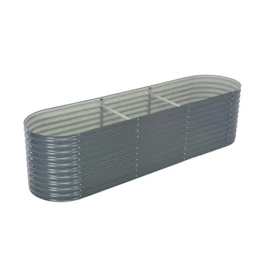 vidaXL Garden Raised Bed 126"x31.5"x31.9" Galvanized Steel Gray