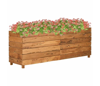 Raised Bed 59.1"x15.7"x21.7" Recycled Teak Wood and Steel