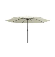 vidaXL Outdoor Parasol with Metal Pole 153.5" Sand White