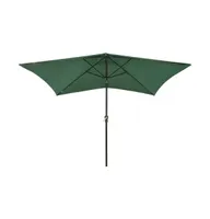Garden Parasol with LEDs and Steel Pole Green 6.6'x9.8'