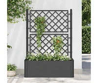 Garden Raised Bed with Trellis and Self Watering System Anthracite
