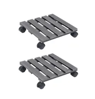 vidaXL Plant Trolleys 2 pcs Gray 11.8"x11.8"x3" Wpc