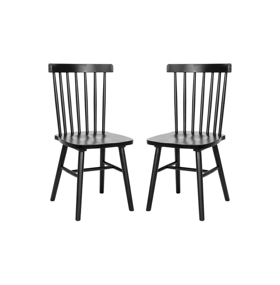 Merrick Lane Torrin Set Of Two Premium Solid Wood Spindle Back Dining Chairs With Saddle Seats And Floor Protectant Felt Pads