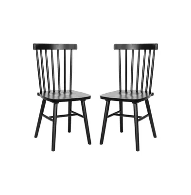 Merrick Lane Torrin Set Of Two Premium Solid Wood Spindle Back Dining Chairs With Saddle Seats And Floor Protectant Felt Pads