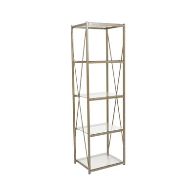 Merrick Lane Doniphan 64" Modern Bookshelf Glass 4-Shelf Bookcase With Powder Coated Cross Braced Frame