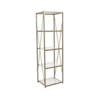 Merrick Lane Doniphan 64" Modern Bookshelf Glass 4-Shelf Bookcase With Powder Coated Cross Braced Frame