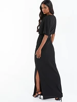 Quiz Women's Black Batwing V-Neck Maxi Dress