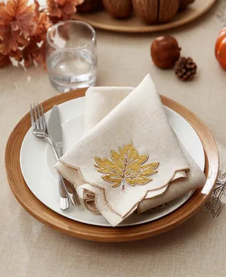 Elrene Happy Fall Leaves Cutwork Napkins, Set of 4