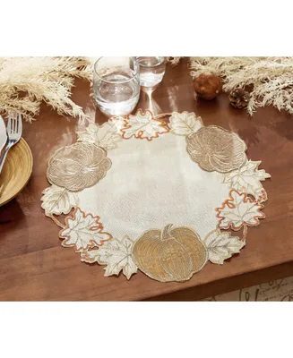 Elrene Metallic Pumpkin Cutwork Round Placemat