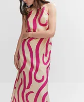 Mango Women's Printed Cut-Out Detail Dress
