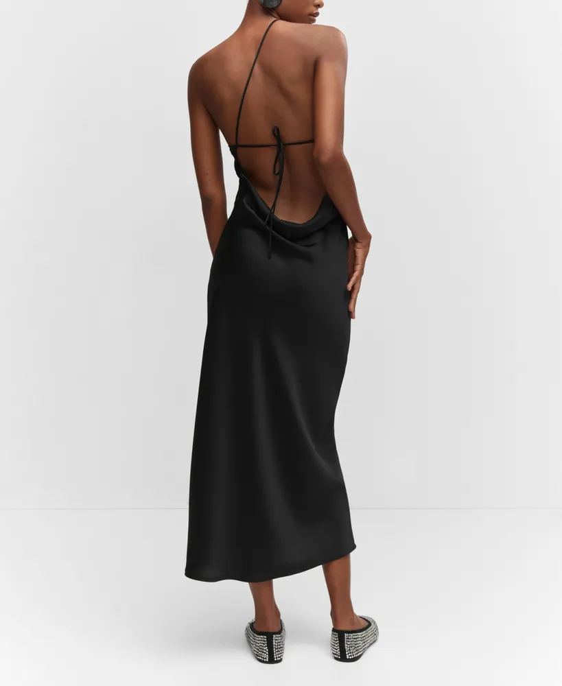 Mango Women's Open-Back Satin-Effect Dress