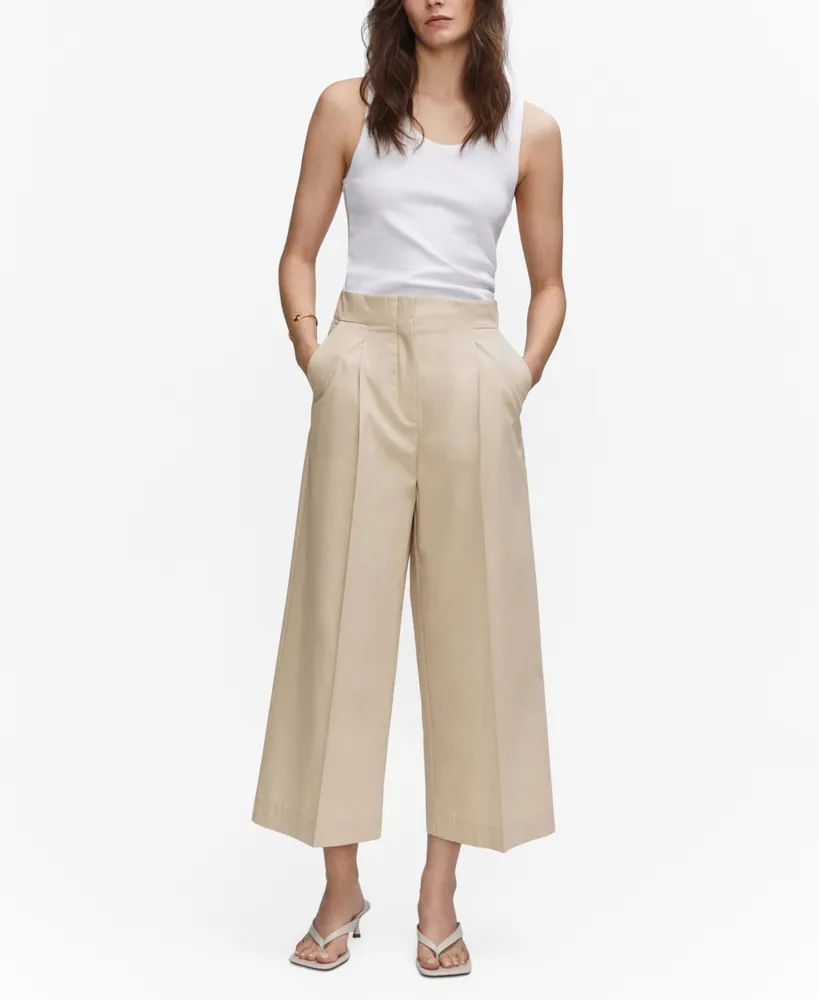 Mango Women Off White Solid Regular Fit Parallel Trousers - Buy Mango Women  Off White Solid Regular Fit Parallel Trousers online in India