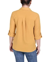 Ny Collection Petite Roll Tab Blouse