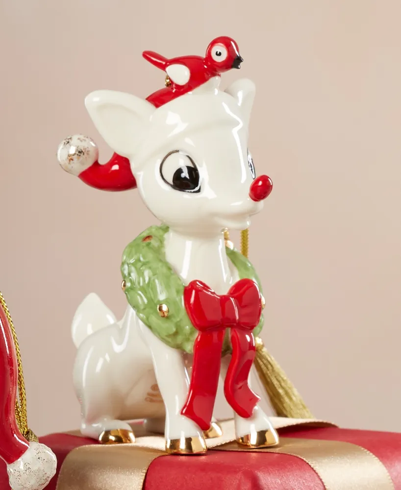 Lenox Rudolph and Cardinal Friend Ornament