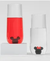 JoyJolt Disney Mickey & Minnie 3D Icon Tall Glasses, Set of 2