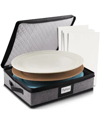 Hard Shell Fine China Platter Storage Case - Holds 4 Wide Platters