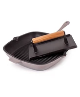 BergHOFF Neo 2pc Cast Iron 11" Grill Pan with Steak Press