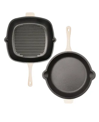BergHOFF Neo Enameled Cast Iron 2 Piece Fry and Grill Pan Set