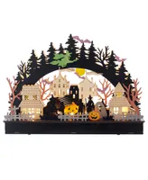 Kurt Adler Battery-Operated Lighted Led Wooden Halloween Village House